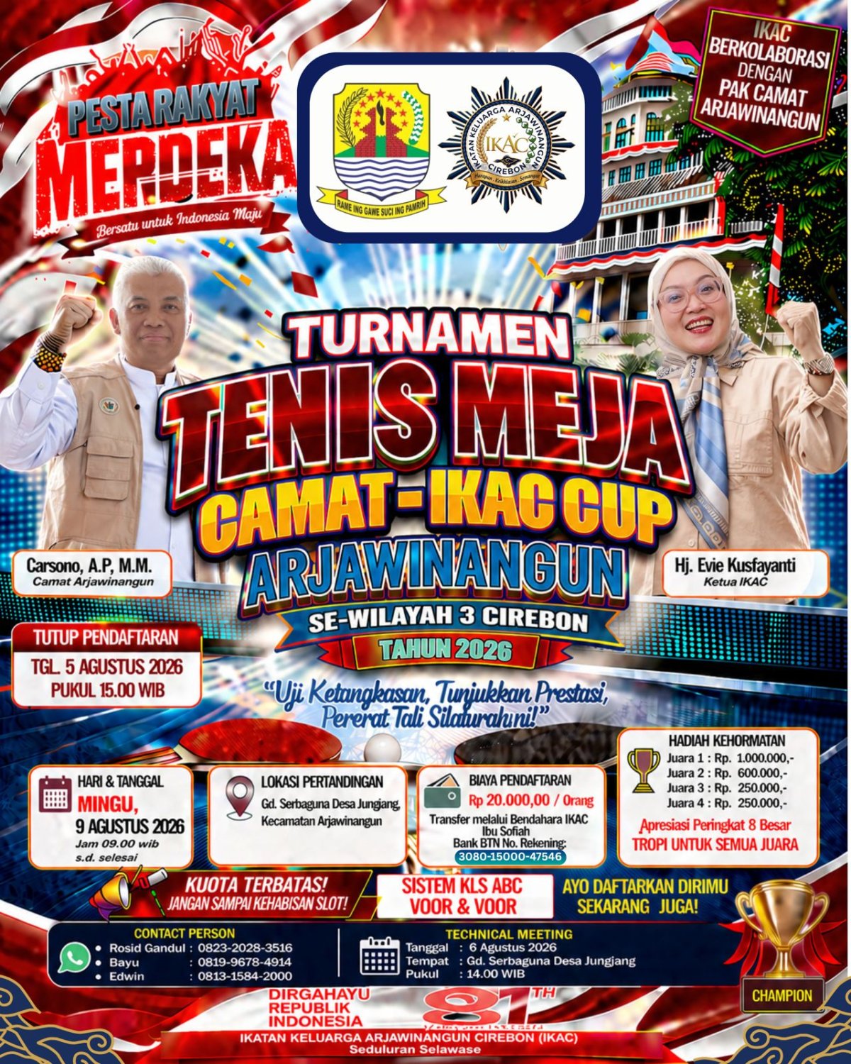 🔥 SIAP-SIAP SMASH! IKUTI TURNAMEN TENIS MEJA CAMAT - IKAC CUP 2026 🏆